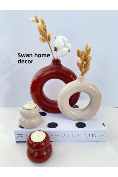 kuğu home dekor Ring Vase Candle Holder Set