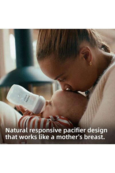 Philips Avent Biberon PHILIPS AVENT Natural Response SCY903/21, 260 ml, debit lent, albastru, 1 lună+