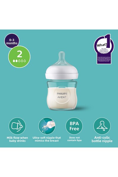 Philips Avent Scy930/01 120 ml Natural Response Glass Baby Bottle - 0 Months