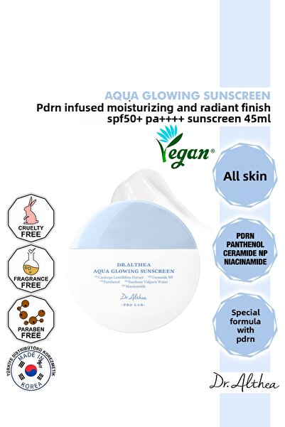 Dr. Althea واقي الشمس Aqua Glowing مع PDRN ذو مظهر رطب ولامع SPF50+ Pa++++ 50 مل