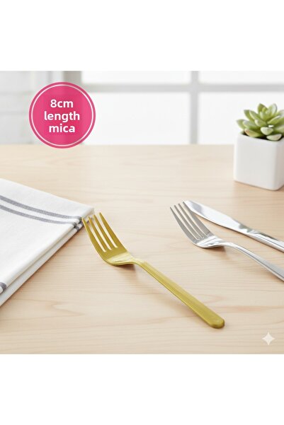 Ta-Fu Global شوكة بلاستيكية ذهبية من ميكا، 25 قطعة، 8 سم