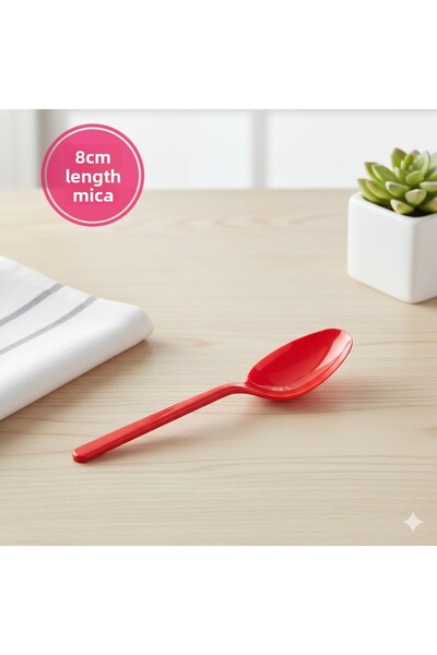 Ta-Fu Global ملعقة بلاستيكية حمراء من ميكا، عبوة من 25 قطعة، 8 سم
