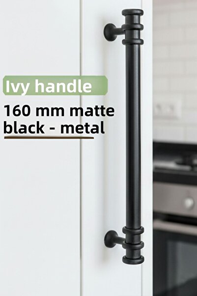 GLASWEN مقبض سارمايك أسود غير لامع 160 مم، مقبض للأثاث وخزائن المطبخ والأدراج...