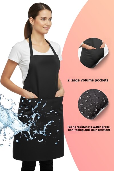 homytextiles مريلة مطبخ، مقاومة للماء |   شيف، مريلة باريستا |   مريلة متعددة الأغراض مع جيبين كبيرين، أسود ترويجي