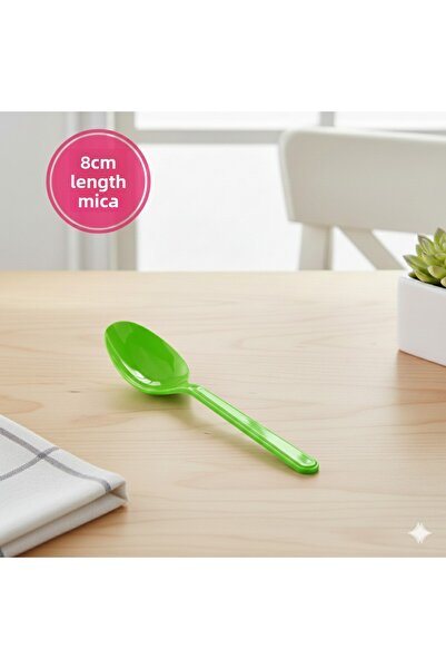 Ta-Fu Global ملعقة بلاستيكية خضراء من ميكا، عبوة من 25 قطعة، 8 سم