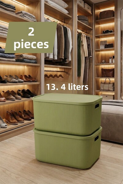 Bayev 2 Pieces Colors Green 13 Lt Closet Organizer Hobby Toy Box Storage Box with Lid