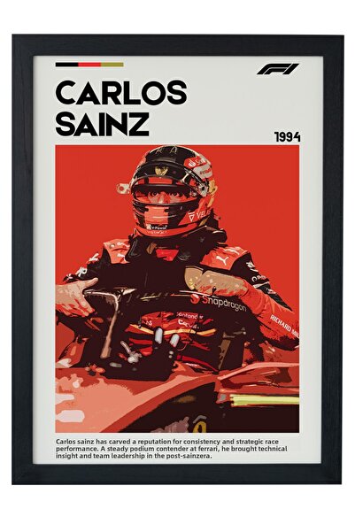 gxe.art Pictură cu poster înrămată din lemn Carlos Sainz – Design Smooth Oper...