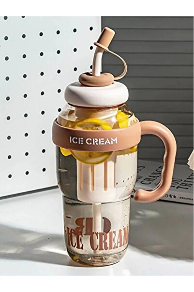 Dörtel Tedarik Bıgmug Ice Cream Tritan Water Bottle with Straw Detox Flask 1300 ml