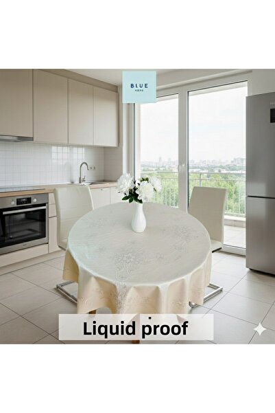Blue Home 🆕 Round Luxury Tablecloth - Liquid Repellent Pvc - Wipeable - Decorative Luxury Tablecloth