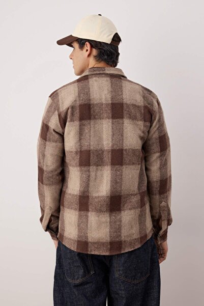 Trendyol Collection Brown Regular Men's Shirt Tmnaw26Go00037