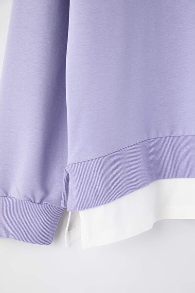 Trendyol Curve Lila Alttan T-Shirt Look Thin Knitted Plus Size Sweatshirt Tbbaw23Ao00023