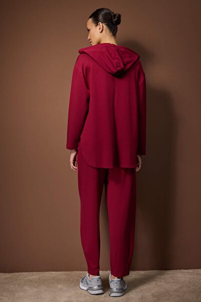 Trendyol Modest Dark Burgundy Relaxed Silky Interlock Plain Knitted Tctaw26En00005