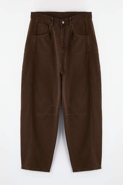 Trendyol Curve Brown High Waist Baggy Fit Plus Size Jeans Tbbss25Cj00000