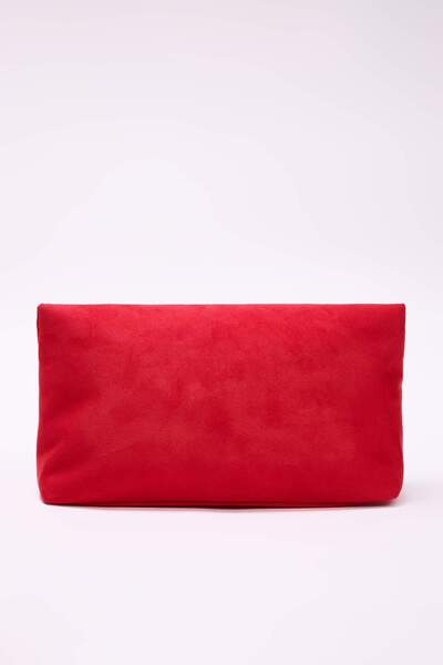 TRENDYOL SHOES Red Suede Women's Clutch Handbag Takaw26Py00008