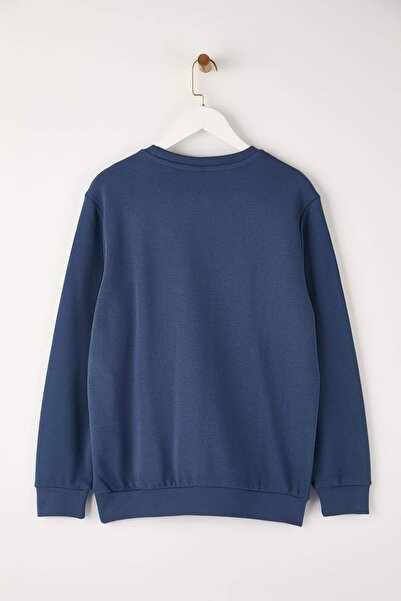 Trendyol Collection Indigo Relaxed Fit 100% Cotton Basic Crew Neck Sweatshirt Tmnaw26Sw00060