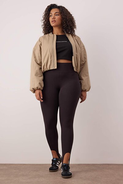 Trendyol Curve Black Brushed Soft Fabric Fuzo Full Length Yoga Knitted Sports Leggings Tbbaw26Bv00006