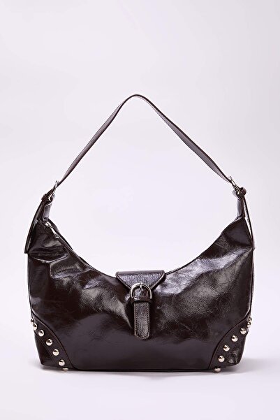 TRENDYOL SHOES Brown Trok Stone Belt Buckle Oval Women's Shoulder Bag Takss25Oc00042