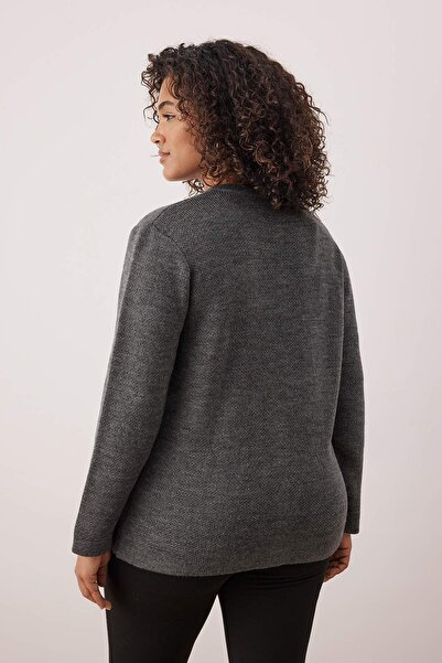 Trendyol Curve سترة تريكو بأزرار وياقة دائرية من أنثراسايت TBBAW25AV00013