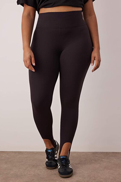 Trendyol Curve Black Brushed Soft Fabric Fuzo Full Length Yoga Knitted Sports Leggings Tbbaw26Bv00006