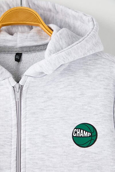 TRENDYOLKIDS Snow Melange Slogan Knitted Sweatshirt TKDAW26SW00032