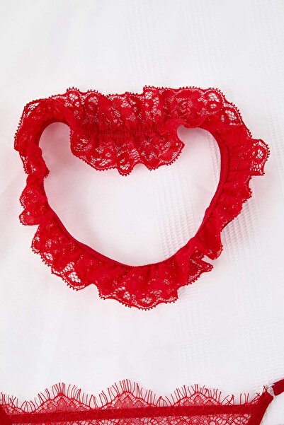 Trendyol Collection Red Lace Openwork Cupless Lingerie Set Thmss24Cc00023