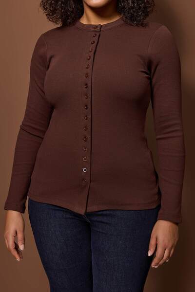 Trendyol Curve Brown Camisole Knitted Plus Size Blouse