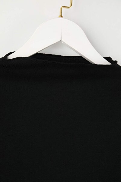 Trendyol Curve Black Ribbed Knitted Plus Size Blouse