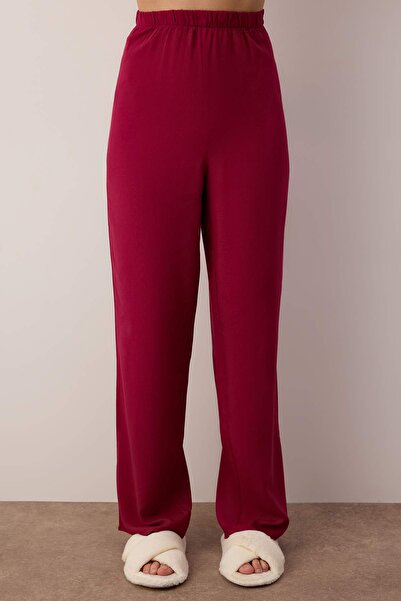 Trendyol Collection Dark Burgundy Viscose Plain Shally Woven Pajama Set Thmaw25Pt00032