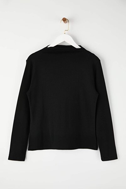 Trendyol Curve Black Ribbed Knitted Plus Size Blouse