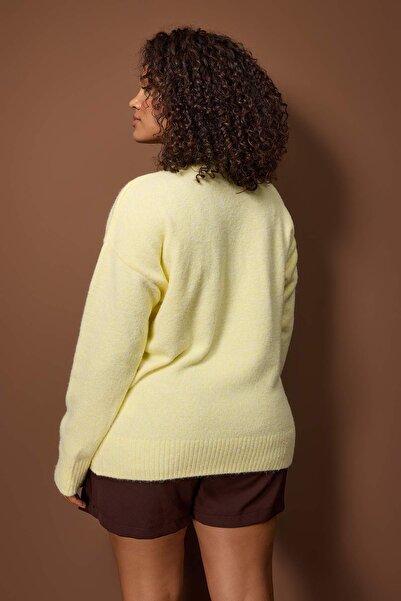 Trendyol Curve Wardrobe Essentials Yellow Wool Premium Yarn Basic Knitwear Sweater Tbbaw26An00049
