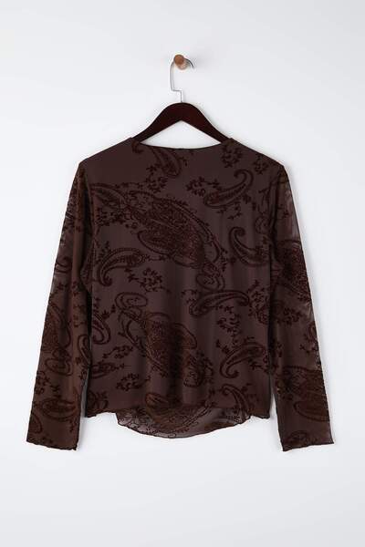 Trendyol Curve Καφέ Πλεκτό με μακρυμάνικο λαιμόκοψη με μακρυμάνικο λαιμόκοψη TBBAW26AF00130