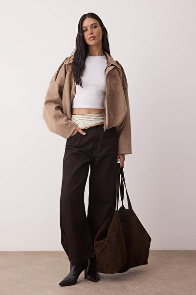 Trendyol Collection Μπουφάν με φόρμα βιζόν oversized Suede Bomber TWOAW26MO00172