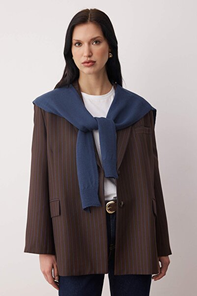 Trendyol Collection Şal cu aspect de pulover albastru TWOAW26SL00001