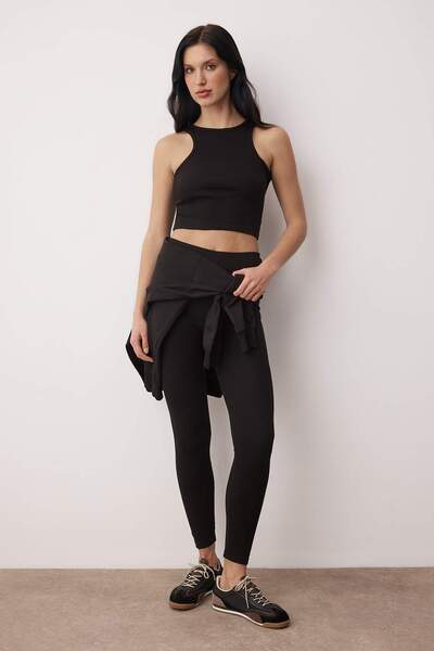 Trendyol Collection Black 3-Piece Oversized /Wide Fit Hooded Tights Knitted Bottom - Top Set Twoaw26Au00151