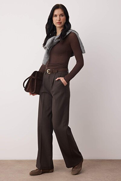 Trendyol Collection Brown Trousers Twoaw26Pl00160