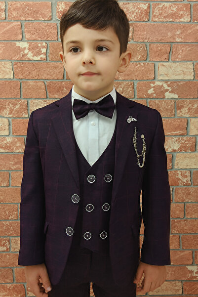 HAYTA Hiper Burgundy Kids Set - Dress, Vest and Shirt Set