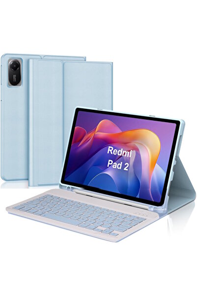 m.tk moveteck Xiaomi Redmi Pad 2 Compatible Tablet Case with Keyboard Wireless Bluetooth Pen Compartment Q Tablet Case
