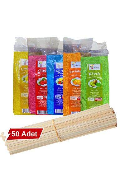 Festiva Gıda Pamuk Şeker Tozu 5 Renk Doğal Meyve Aromalı 400g (5 Renk Toplam ...