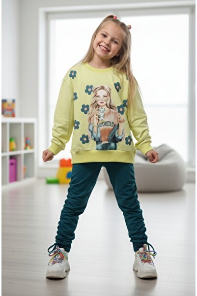 Moonstar Girl's Digital Print Side Drawstring Tracksuit Set
