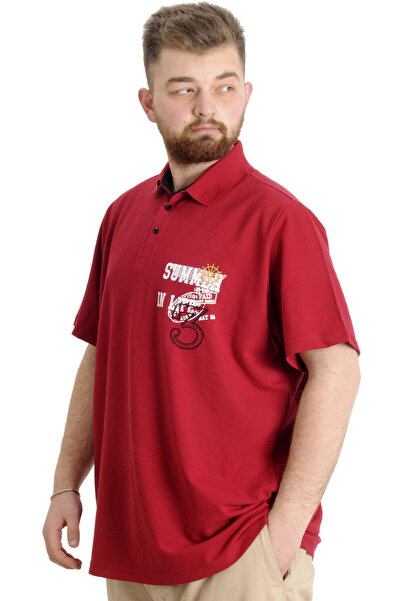 ModeXL Mode Xl Large Size Men's T-shirt Polo Piece Summer 23331 Claret Red