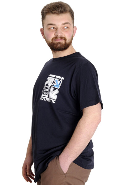 ModeXL Mode Xl Великий розмір Чоловіча футболка Authentıc 23140 Синій