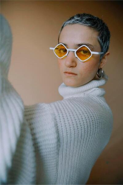 Bilge Karga Negar White Yellow Sunglasses