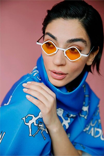 Bilge Karga نيجار النظارات الشمسية البرتقالية البيضاء