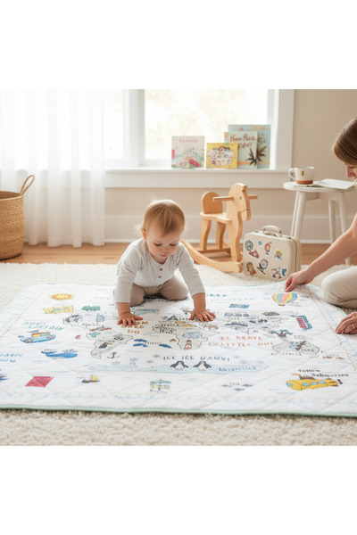 Miujoy Eğitici, Sağlıklı, Dünya Haritalı Oyun Halısı - Küçük Gezgin
