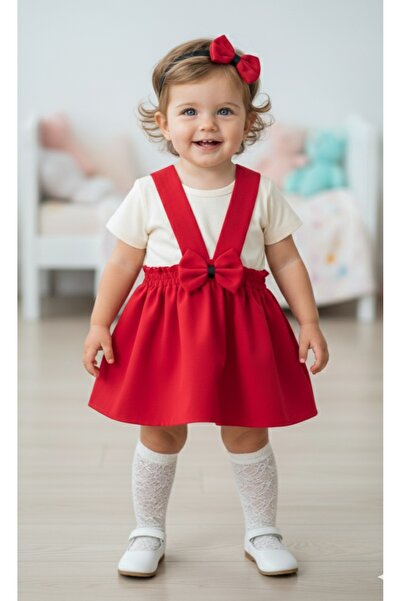 Şenkız Κόκκινο Crepe Salopet - Φόρεμα με λεπτομέρεια Bandana