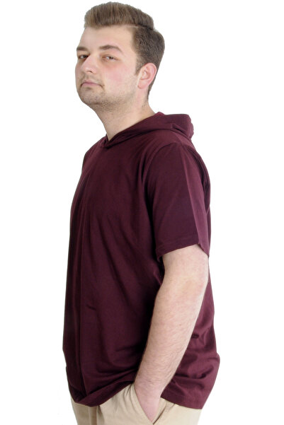 ModeXL Mode Xl Large Size Men's T-shirt Hooded Short Sleeve 23118 Plum