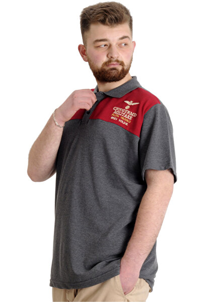 ModeXL Mode Xl Large Size Men's T-shirt Polo Mılıtare 23327 Antramelanj