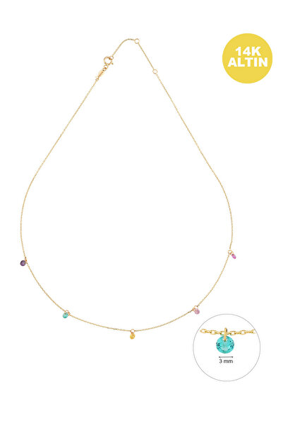 KURSHUNI Shining Dot (5li), 14 Ayar Altın Kolye