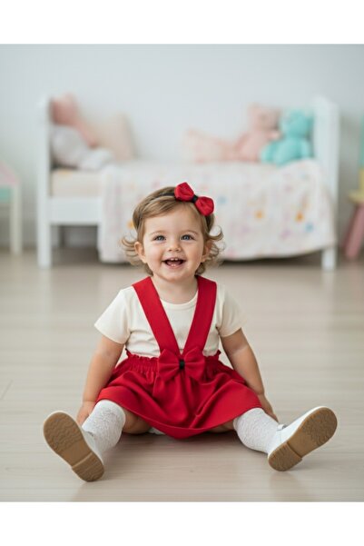 Şenkız Κόκκινο Crepe Salopet - Φόρεμα με λεπτομέρεια Bandana