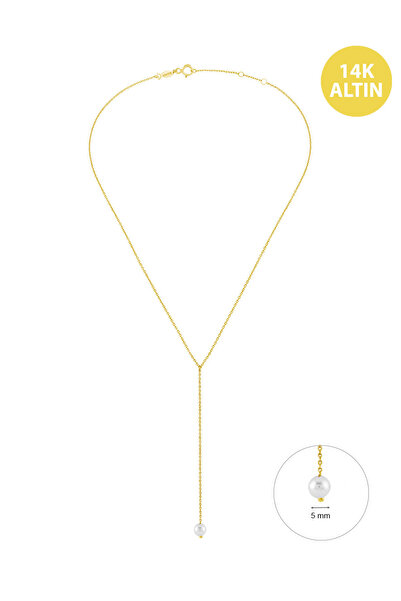 KURSHUNI White Dreams (1x5mm) Y, 14 Ayar Altın Kolye